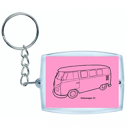 'Llavero "Furgoneta de van de Auto de Antigua de jahrgang de Oldtimer de transporte de vehículos de coches antiguos de tráfico de Retro de clásico de automóviles en blanco y negro de color azul de rosa de amarillo de color rojo de verde | Keyring – Funda 