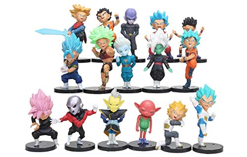 LOTE de 16 figuras de Dragon Ball DBZ DBS DB GT PVC personajes de Goku Vegeta Zamasu Trunks Jiren Hit Zeno sama Zamas Cabbe Kefla .5-8 cm aprox las figuras