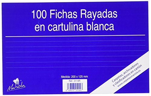 Mariola 3114R - Paquete de 100 fichas rayadas, 200 x 120 mm
