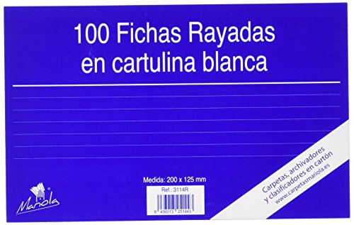 Mariola 3114R - Paquete de 100 fichas rayadas, 200 x 120 mm Mariola 3114R - Paquete de 100 fichas rayadas, 200 x 120 mm