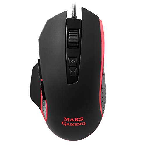 Mars Gaming MM018 - Ratón PC, 4800DPI, 4 colores RGB Breathing, 8 Botones programables