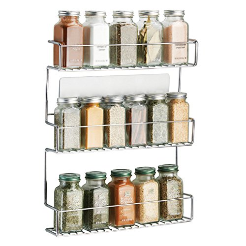 mDesign Especiero de cocina autoadhesivo AFFIXX – Estanterías metálicas para especias con tres estantes – Práctico organizador de especias de color plateado – Metal mDesign Especiero de cocina autoadhesivo AFFIXX – Estanterías metálicas para especias con tres estantes – Práctico organizador de especias de color plateado – Metal