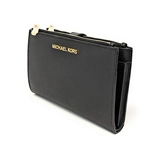 Michael Kors Jet Set Travel double Zip Wristlet (Black Saffiano)