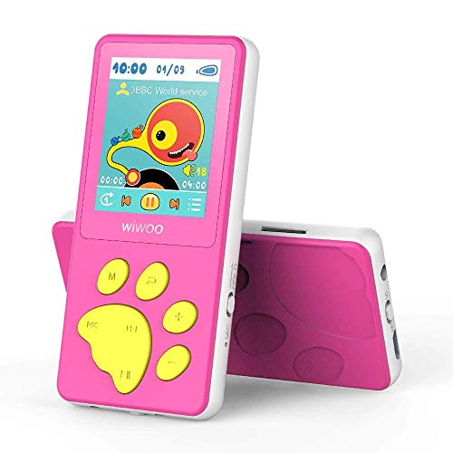 Mini Reproductor MP3 con Radio, Temporizador de Reposo, Grabadora de Voz, Pantalla LCD de 1,8" Radio MP3 Player, Botón con Forma de Pata del Oso de Dibujos Animados Reproductor MP4