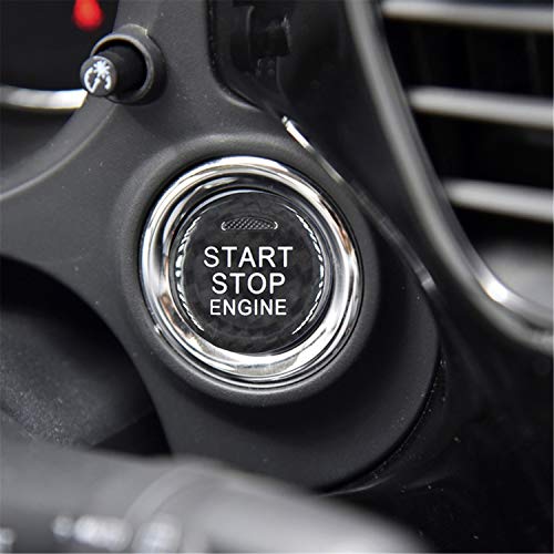 M.JVisun Fibra de Carbono Motor Arranque Paro Botón Pegatinas para Mitsubishi ASX Outlander Eclipse Cross - Negro