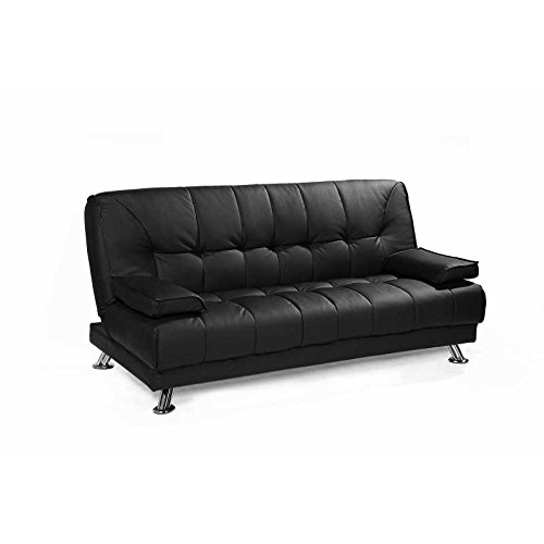 Mueblix Sofa Cama Tera - Negro | Tapizado en Piel sintética Sistema Apertura de Libro o Clic-clac | Cama 120 cm x 195 cm. Sofá: Largo: 195 cm. Fondo: 90 cm. Alto: 90 cm. Mueblix Sofa Cama Tera - Negro | Tapizado en Piel sintética Sistema Apertura de Libro o Clic-clac | Cama 120 cm x 195 cm. Sofá: Largo: 195 cm. Fondo: 90 cm. Alto: 90 cm.
