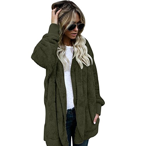 Mujeres Abrigo con Capucha de Abrigo Largo Manga Larga Chaqueta Sudaderas Parka Outwear Casual Cárdigan Capa Hoodie de Lana riou