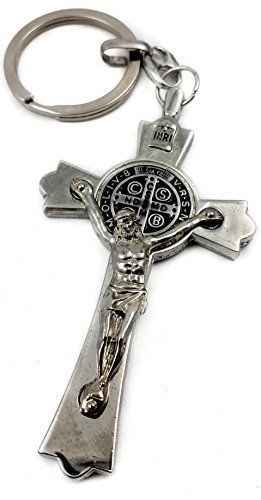 Nazareth Store Llavero de la Cruz de la Medalla de San Pedro Benedicto Llavero católico Jerusalén Encanto 3"