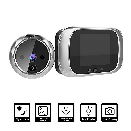 OWSOO Mirilla Digital con Pantalla LCD de 2.8 Pulgadas, Visor Mirilla Puerta, Soporte Vision Nocturna, Tomas de Fotos para Seguridad del Hogar-Plata OWSOO Mirilla Digital con Pantalla LCD de 2.8 Pulgadas, Visor Mirilla Puerta, Soporte Vision Nocturna, Tomas de Fotos para Seguridad del Hogar-Plata