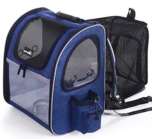 Pecute Transportin Gato Mochila Perro Expandible y Plegable, Carga Máxima 20 kg, Azul