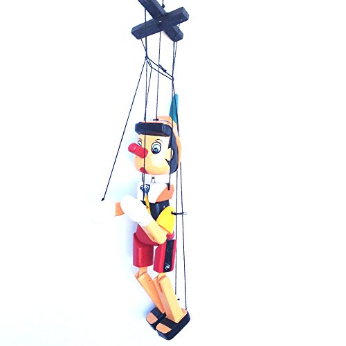 Pinocho de madera con cuerdas,30cm,Multicolor( HC enterprise-0325)