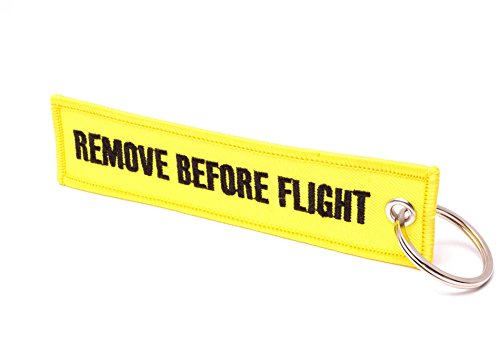 Remove Before Flight® Llavero, Gelb / Schwarze Schrift