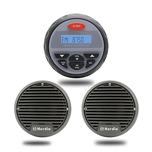 Resistente al Agua Radio Marino Sistema de Sonido Estéreo Audio Bluetooth MP3 Para Barco ATV Moto Radio FM AM + 7,6 cm Resistente al Agua Altavoz