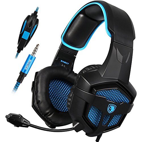 SA807 auriculares multiplataforma para juegos para el nuevo Xbox One PS4 PC portátil Mac iPad iPod (negro / azul)