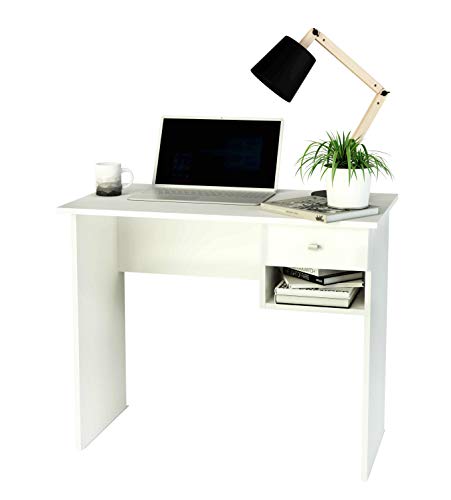 Samblo Ecritorio con cajón (varios colores) mesa de estudio de 90 cm de ancho, Hana, melamina color blanco Samblo Ecritorio con cajón (varios colores) mesa de estudio de 90 cm de ancho, Hana, melamina color blanco