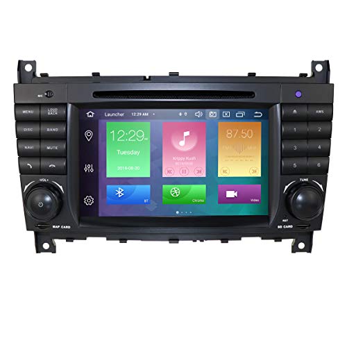 Sistema de audio estéreo para coche (Android 9.0, para Mercedes Benz Clase C W203 2004-2007, CLC W203 2008-2010, Clase CLK W209 2005-2011, compatible con GPS Navi, DAB +, BT, RDS Radio, SWC, WiFi)