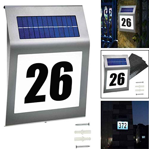 Solares números de dirección de número de inmueble de Placa para Las Casas con Sensor de Movimiento Ligero Solar Impermeable al Aire Libre de Montaje en Pared para Personalizada Carta y Número
