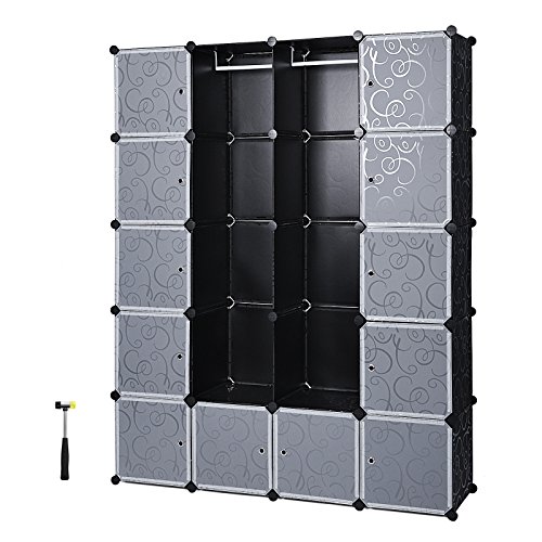 SONGMICS Armario de Almacenaje de Ropa, Estantería por Módulos, Estructuras de Cubo con Puerta, Fácil Montaje,180 x 145 x 37 cm, LPC30H SONGMICS Armario de Almacenaje de Ropa, Estantería por Módulos, Estructuras de Cubo con Puerta, Fácil Montaje,180 x 145 x 37 cm, LPC30H