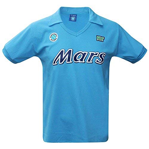 SSC NAPOLI Vintage 1988/89 MARS - Camisa retro (100% algodón, tallas S a 3XL), Hombre, NAPOLI MARS RETRO FBA, azul celeste, medium