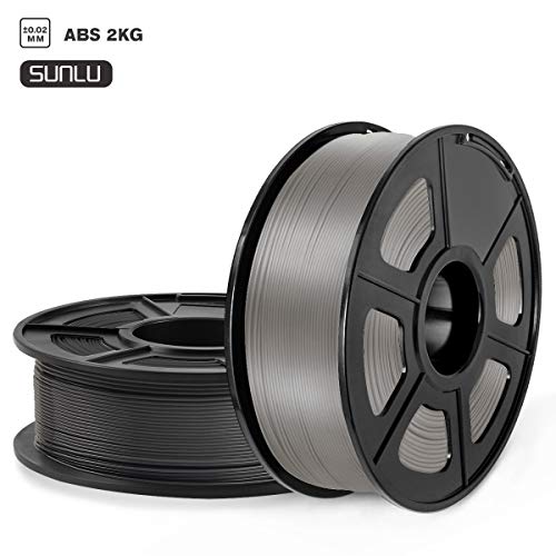 SUNLU Filamento ABS 1.75mm 2kg Impresora 3D Filamento, Precisión Dimensional +/- 0.02 mm, ABS Negro + gris