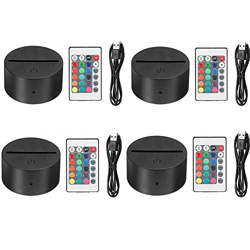 Thlevel 4x Base de lámpara de luz LED de noche 3D + control remoto + cable USB Ajustable 7 colores Luces decorativas para el dormitorio del niño sala de estar bar tienda cafetería restaurante (4 PCS) Thlevel 4x Base de lámpara de luz LED de noche 3D + control remoto + cable USB Ajustable 7 colores Luces decorativas para el dormitorio del niño sala de estar bar tienda cafetería restaurante (4 PCS)