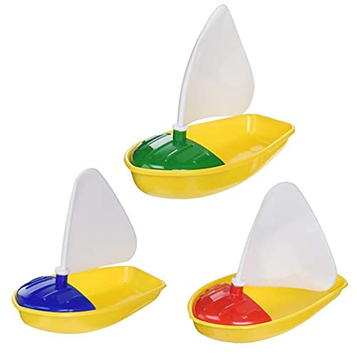 TOYANDONA 3 Piezas de Juguetes de Plástico para Barcos de Vela Barcos de Baño Juguetes de Piscina Juguetes de Bañera para Niños Niños Niños Tamaño S M L (Color Aleatorio)