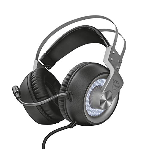 Trust GXT 4376 - Ruptor Auriculares Gaming con Unidades acústicas de 50 mm, Sonido Envolvente 7.1 e iluminación, Gris