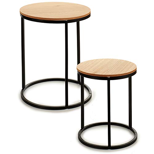 TU TENDENCIA UNICA Juego de Dos mesas con Patas metálicas y sobre de MDF Color Natural. Funcional y estética como Mesa Auxiliar, con Posibilidad de apilarlas. Medidas: 35 x 35 x 41 cm. (Negro) TU TENDENCIA UNICA Juego de Dos mesas con Patas metálicas y sobre de MDF Color Natural. Funcional y estética como Mesa Auxiliar, con Posibilidad de apilarlas. Medidas: 35 x 35 x 41 cm. (Negro)