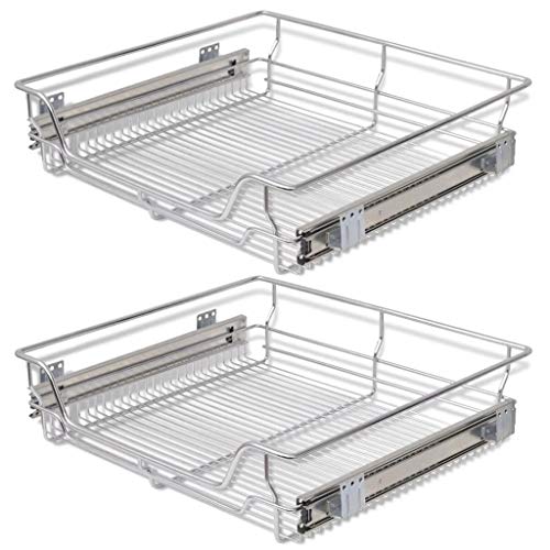 vidaXL 2X Bandejas Extraíbles Balda Cocina de Alambre de Acero Cromado 600 mm vidaXL 2X Bandejas Extraíbles Balda Cocina de Alambre de Acero Cromado 600 mm