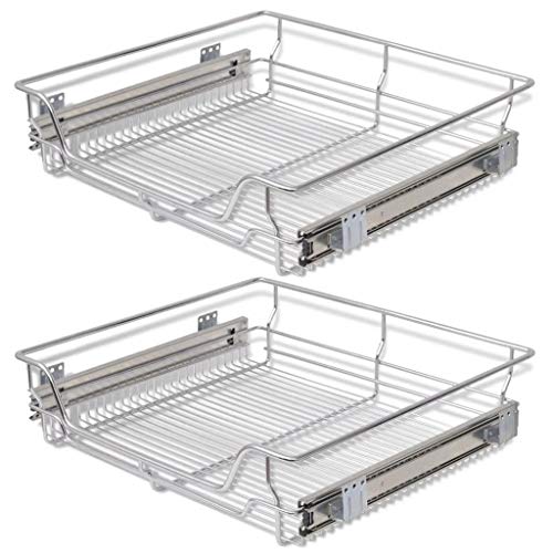 vidaXL 2X Bandejas Extraíbles Balda Cocina de Alambre de Acero Cromado 600 mm