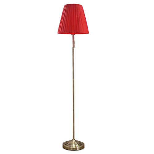 WHL.HH Sólo lámpara de pie de Bronce Vertical con la lágrima Europea para el Dormitorio en el Interruptor Dormitorio Sala de Estudio Nocturna,Rojo