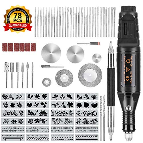 Winload 78 Piezas Kit de Herramientas de Grabado, 52 Bits y 24 Plantilla de Pintura, Velocidad Variable Grabado Pluma para Metal Madera Joyería Vidrio Cerámica para Pulido Grabado Rectificado Lijado Winload 78 Piezas Kit de Herramientas de Grabado, 52 Bits y 24 Plantilla de Pintura, Velocidad Variable Grabado Pluma para Metal Madera Joyería Vidrio Cerámica para Pulido Grabado Rectificado Lijado