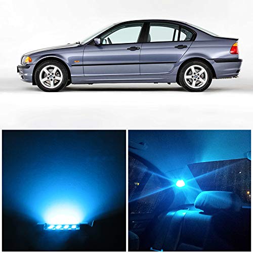 WLJH Coche LED Accesorios de luz interior Kit de reemplazo Kit de paquete + Luces de placa de matrícula Lámpara para 1999-2006 E46 Sedan Wagon Coupe (17 piezas, Azul hielo)