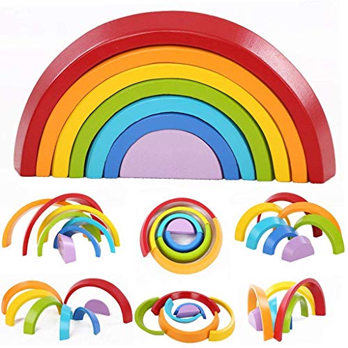 XLKJ Puzzle Rompecabezas Apliable Diseño de Arco Iris Madera Juguetes Educativos Aprendizaje 7 Color para Niños XLKJ Puzzle Rompecabezas Apliable Diseño de Arco Iris Madera Juguetes Educativos Aprendizaje 7 Color para Niños