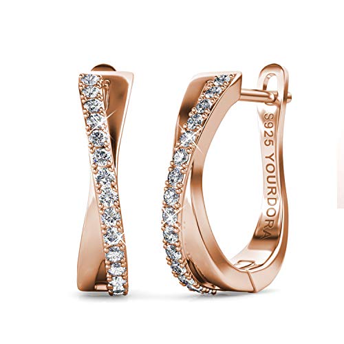 YOURDORA Pendientes Aro Retorcido de Plata de ley 925 para Mujer con Circonia Cúbica de Swarovski Joyas Regalos Originales (Oro Rosa) YOURDORA Pendientes Aro Retorcido de Plata de ley 925 para Mujer con Circonia Cúbica de Swarovski Joyas Regalos Originales (Oro Rosa)