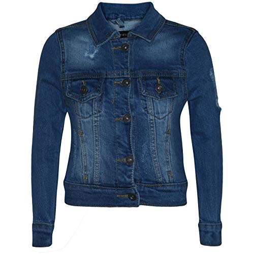 A2Z 4 Niños Niñas Denim Chaquetas Diseñador Ripped Moda Desteñido Jeans Chaqueta Elegante Abrigos Nueva Edad 3 4 5 6 7 8 9 10 11 12 13 Años Azul azul claro 7-8 Años