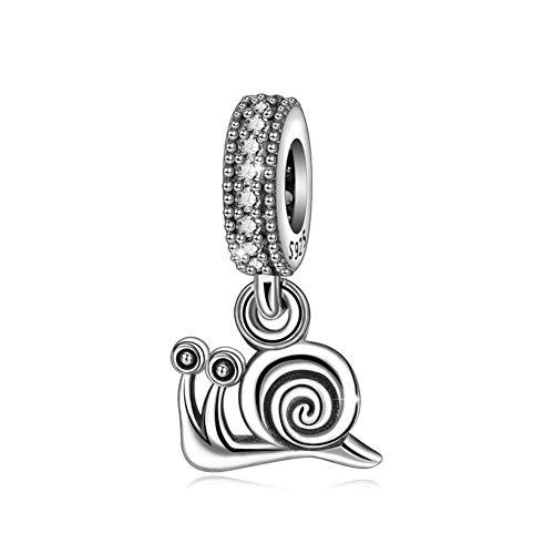 Abalorio de caballito de mar de plata de ley 92, diseño de animales de la suerte para pulsera Pandora Snail