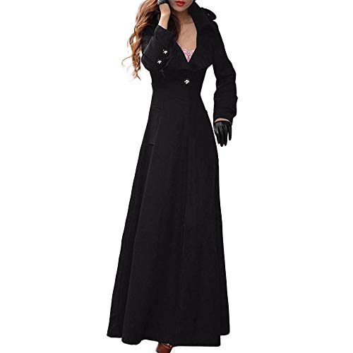 Abrigos de otoño Invierno, Dragon868 Moda de Las Mujeres más Nuevo Partido Solapa Delgada Trinchera Capas largas (Negro,XXL)