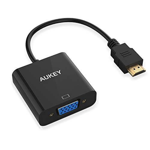 AUKEY Adaptador HDMI a VGA 1080P Convertidor de Vídeo para PC, TV, Ordenadores Portátiles y Otros Dispositivos HDMI - Negro