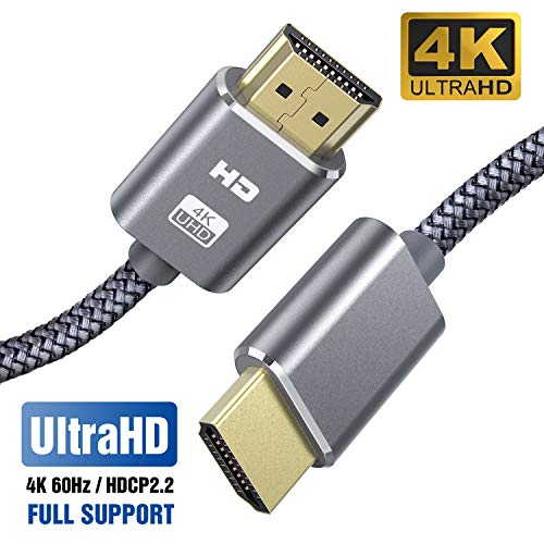 Cable HDMI 4K 2M SUCESO Cable HDMI 2.0 de Alta Velocidad Trenzado de Nailon Ultra HD 4K a 60Hz a 18Gbps Soporta con Video 4K UHD 2160p,HD 1080p,3D,Ethernet,Xbox 360,BLU-Ray PS3 PS4 ARC HDCP 2.2-Gris