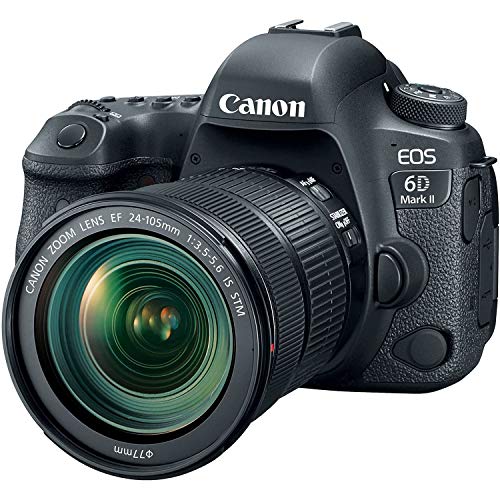 Canon EOS 6D MK II - Cámara digital réflex de 26.2 MP (pantalla táctil de 3.0'', Wifi, Bluetooth, Dual Pixel CMOS AF, vídeos time-lapse en 4K) negro - kit cuerpo con objetivo EF 24-105 IS STM