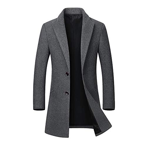 Chaqueta de Hombre de BaZhaHei Chaqueta Cortavientos de Lana Solapa de Lana Abrigo Largo del Camisetas de Hombres cálido Invierno Trinchera Outwear botón Elegante Abrigo de Hombre