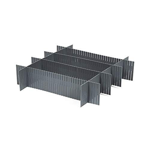 Compactor 3 Lotes de 6 Separadores de Cajones en Plástico Gris RAN7033, 44 x 10 cm Compactor 3 Lotes de 6 Separadores de Cajones en Plástico Gris RAN7033, 44 x 10 cm