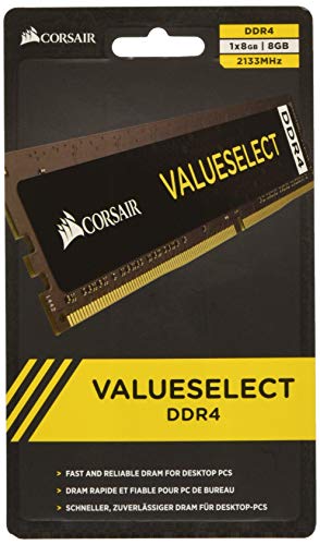 Corsair Value Select - Módulo de Memoria Principal de 8 GB (1 x 8 GB, DDR4, 2133 MHz, CL15), Negro (CMV8GX4M1A2133C15) Corsair Value Select - Módulo de Memoria Principal de 8 GB (1 x 8 GB, DDR4, 2133 MHz, CL15), Negro (CMV8GX4M1A2133C15)
