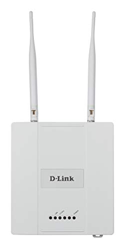 D-Link DAP-2360 - Punto de acceso PoE WiFi N 300 para interior, chasis metálico, 802.11n/g/b hasta 300 Mbps en 2.4 GHz, 1 puerto Gigabit 10/100/1000 Mbps, antenas externas, portal cautivo, VLAN, QoS