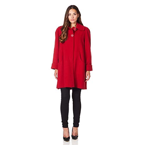 De La Creme Abrigo de Invierno en Cashmere de Lana Swing para Mujer Rojo Talla 42