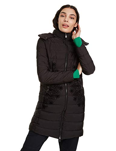 Desigual Coat Mandala Abrigo, Negro (Negro 2000), 38 para Mujer