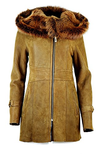 DX-Exclusive wear KPKK-0002 - Abrigo de piel de oveja para mujer coñac 36 DX-Exclusive wear KPKK-0002 - Abrigo de piel de oveja para mujer coñac 36