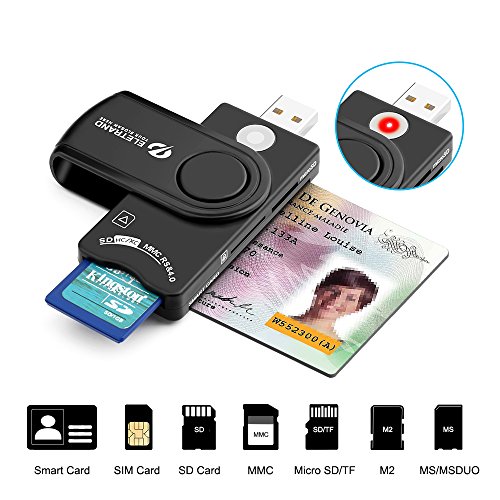 Eletrand Inteligente USB 2.0 Lector de Tarjetas | Lector de DNI Electrónico y CAC Inteligente Lector de Tarjetas | Adaptador de Tarjeta SD/Micro SD | Compatible con Windows Eletrand Inteligente USB 2.0 Lector de Tarjetas | Lector de DNI Electrónico y CAC Inteligente Lector de Tarjetas | Adaptador de Tarjeta SD/Micro SD | Compatible con Windows