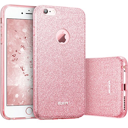 ESR Funda iPhone 6S/ iPhone 6, Funda Case Carcasa Dura Brillante Brillo Purpurina llamativa para Apple iPhone 6S/6 - Rosa Dorado